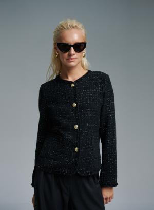 Black tweed Jacket with round neckline Emme Marella - 35157