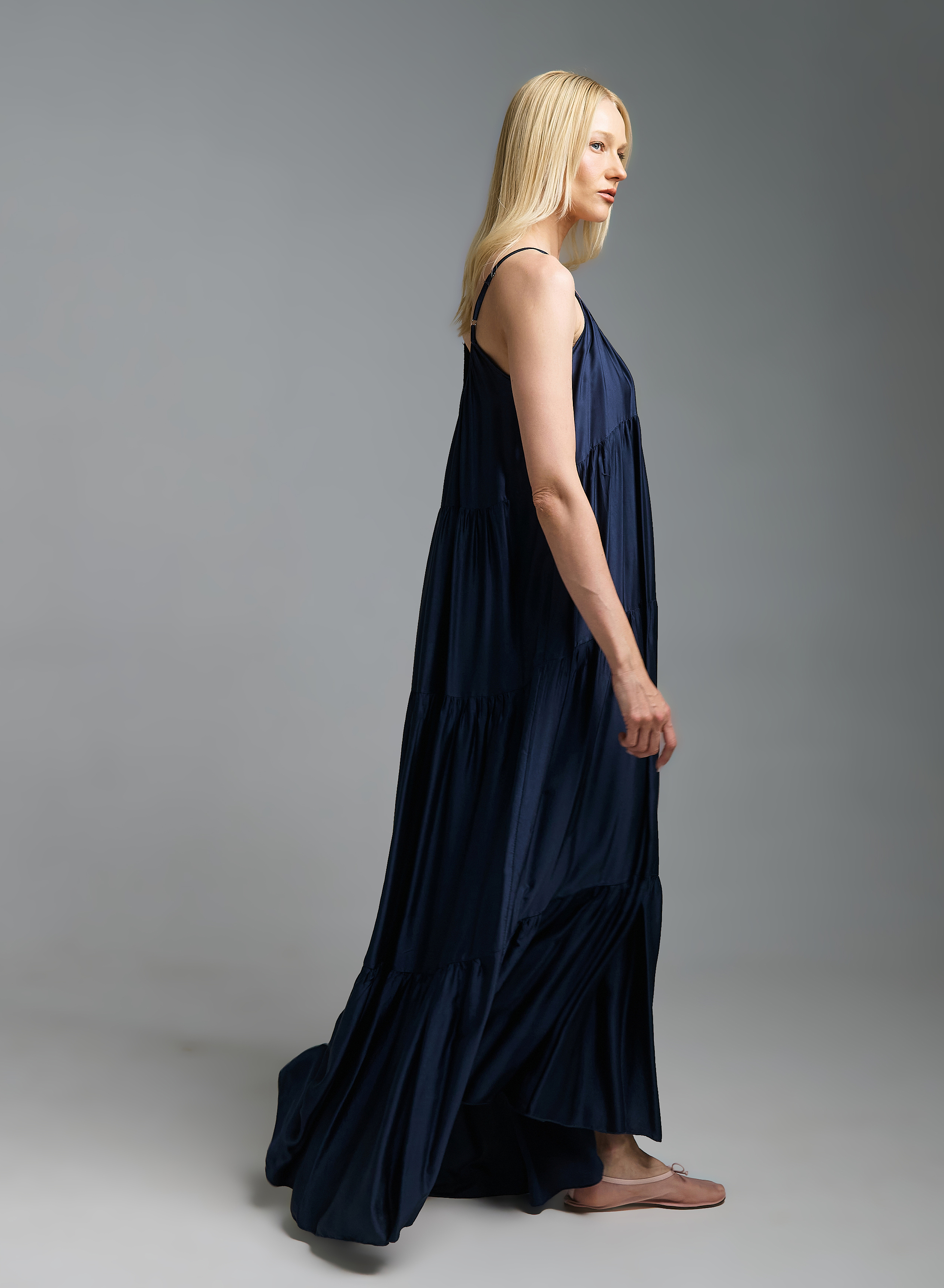 Σκούρο Μπλε  silky touch Φόρεμα με τιράντες Valentina Milano - 5