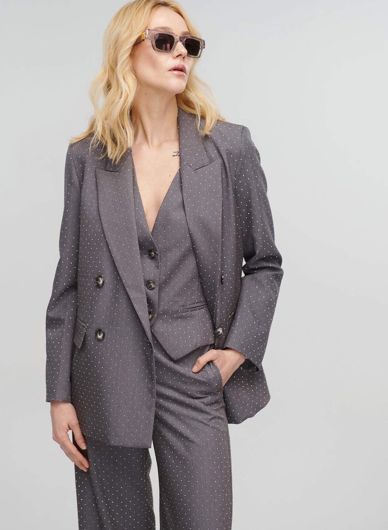 Grey double breasted Jacket with rhinestones Vicolo - 4