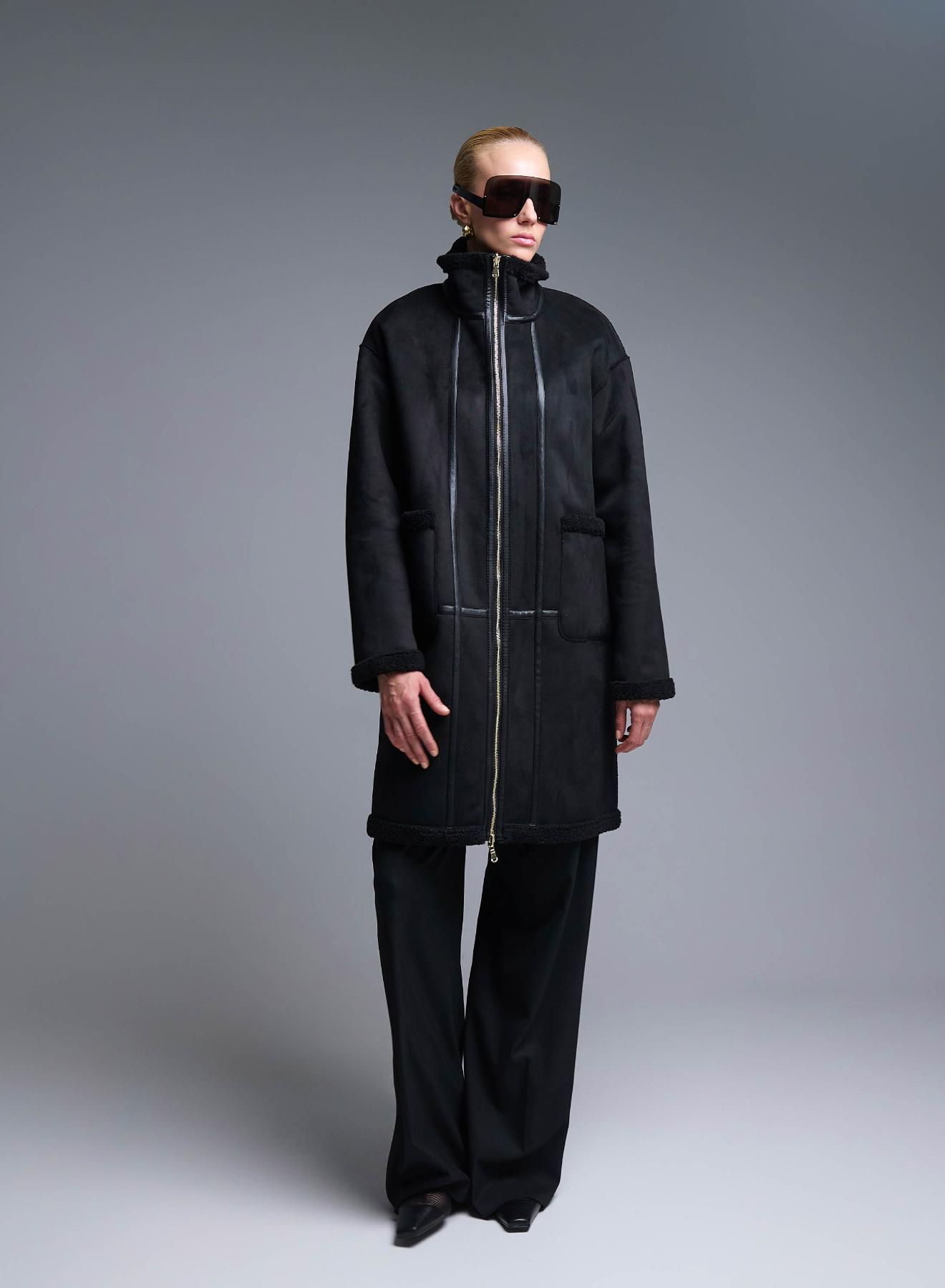 Black reversible Overcoat Mouton-Teddy Emme Marella - 5