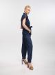 Dark Blue Denim Jumpsuit with same fabric belt Milla - 4