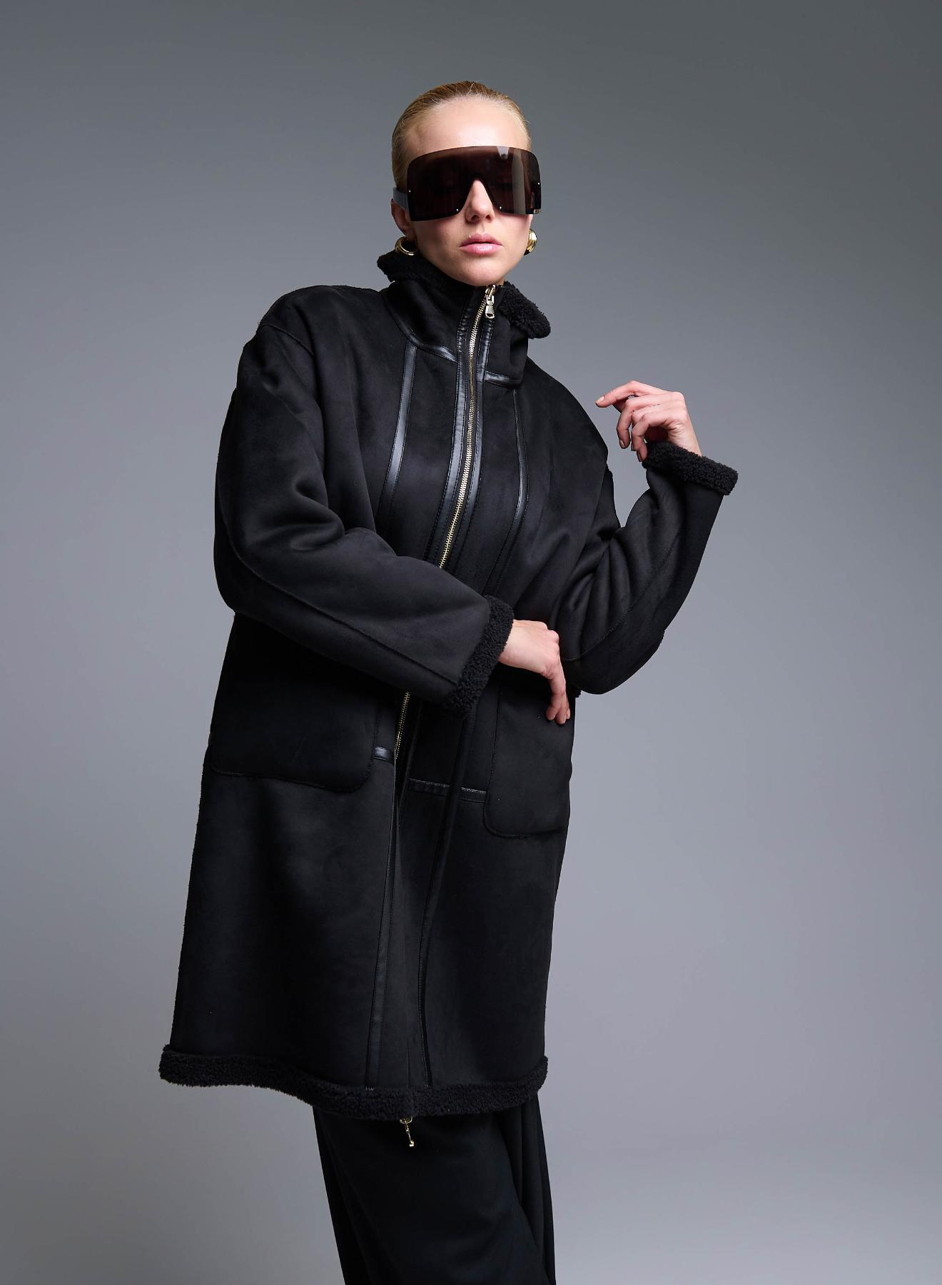 Black reversible Overcoat Mouton-Teddy Emme Marella - 3