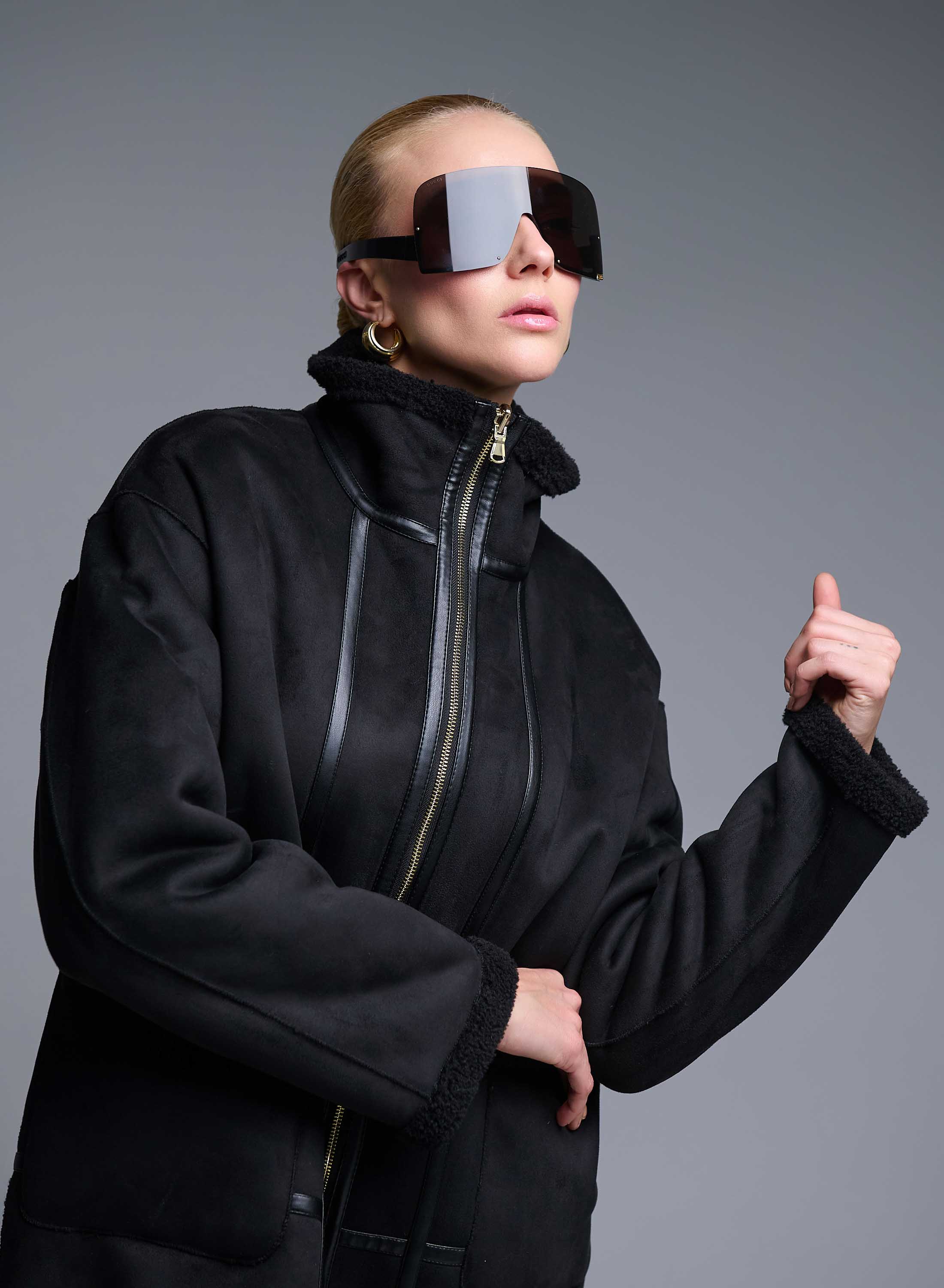 Black reversible Overcoat Mouton-Teddy Emme Marella - 3