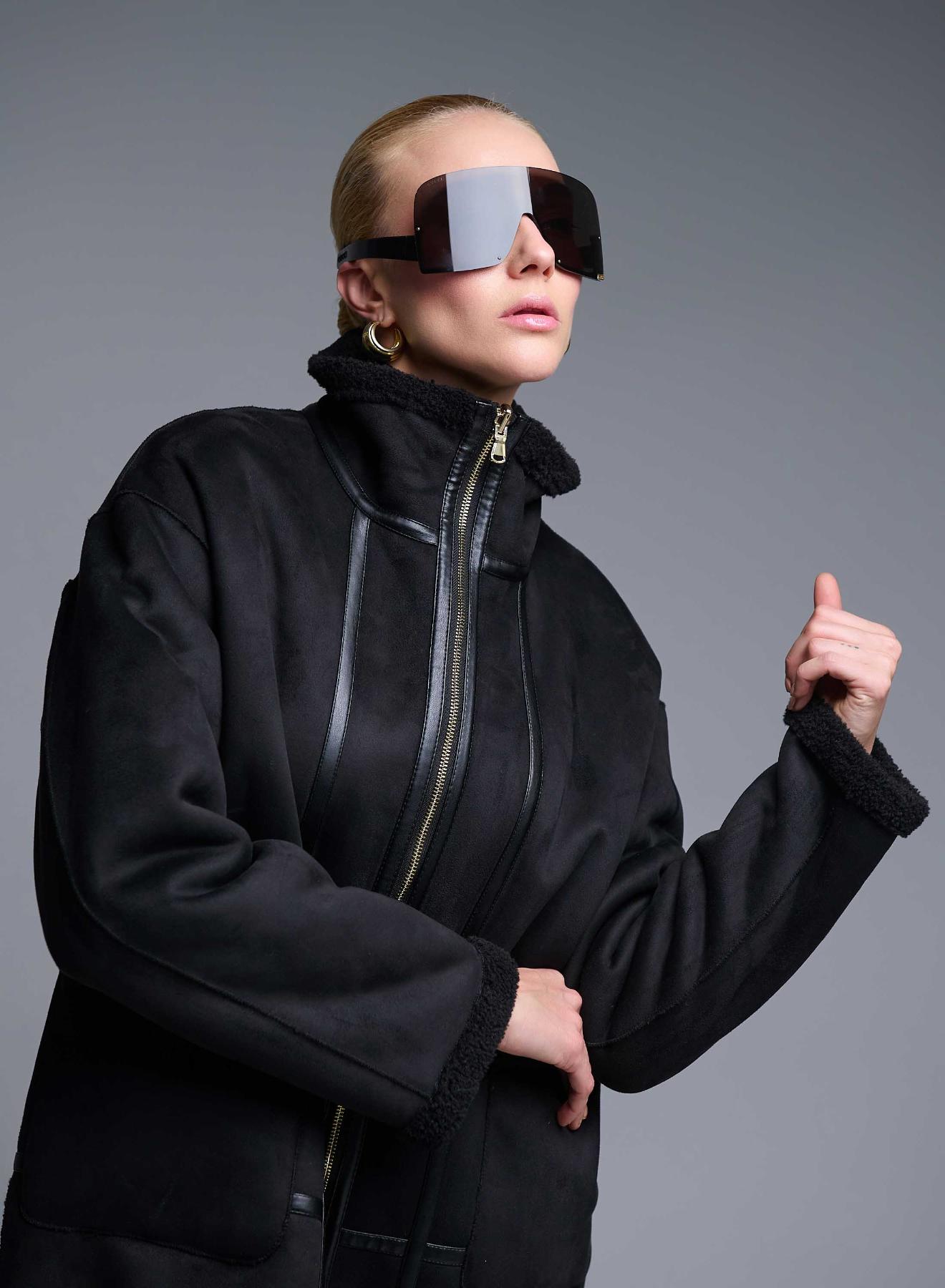 Black reversible Overcoat Mouton-Teddy Emme Marella - 4