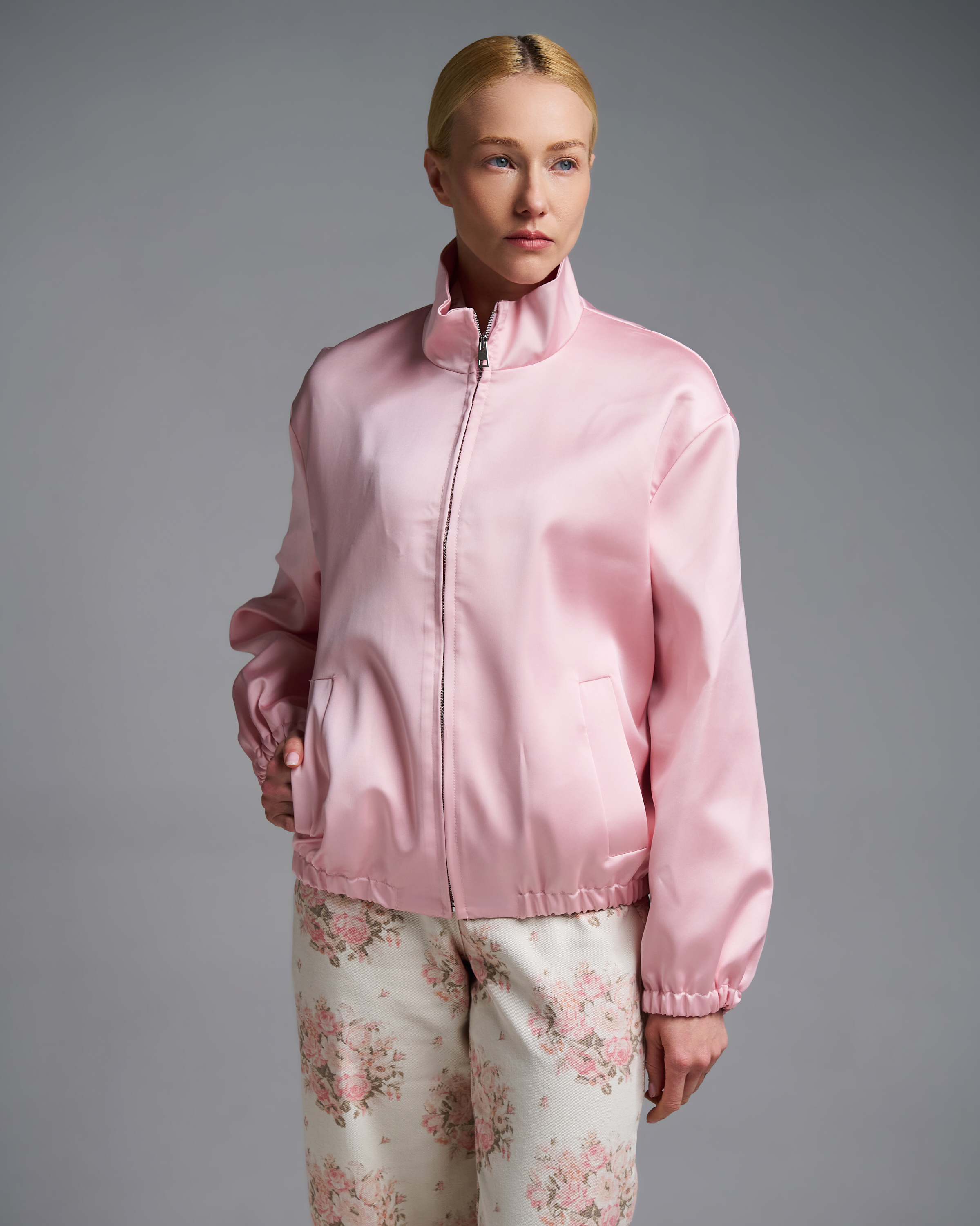 Ροζ σατέν Μπουφάν bomber Vicolo - 1