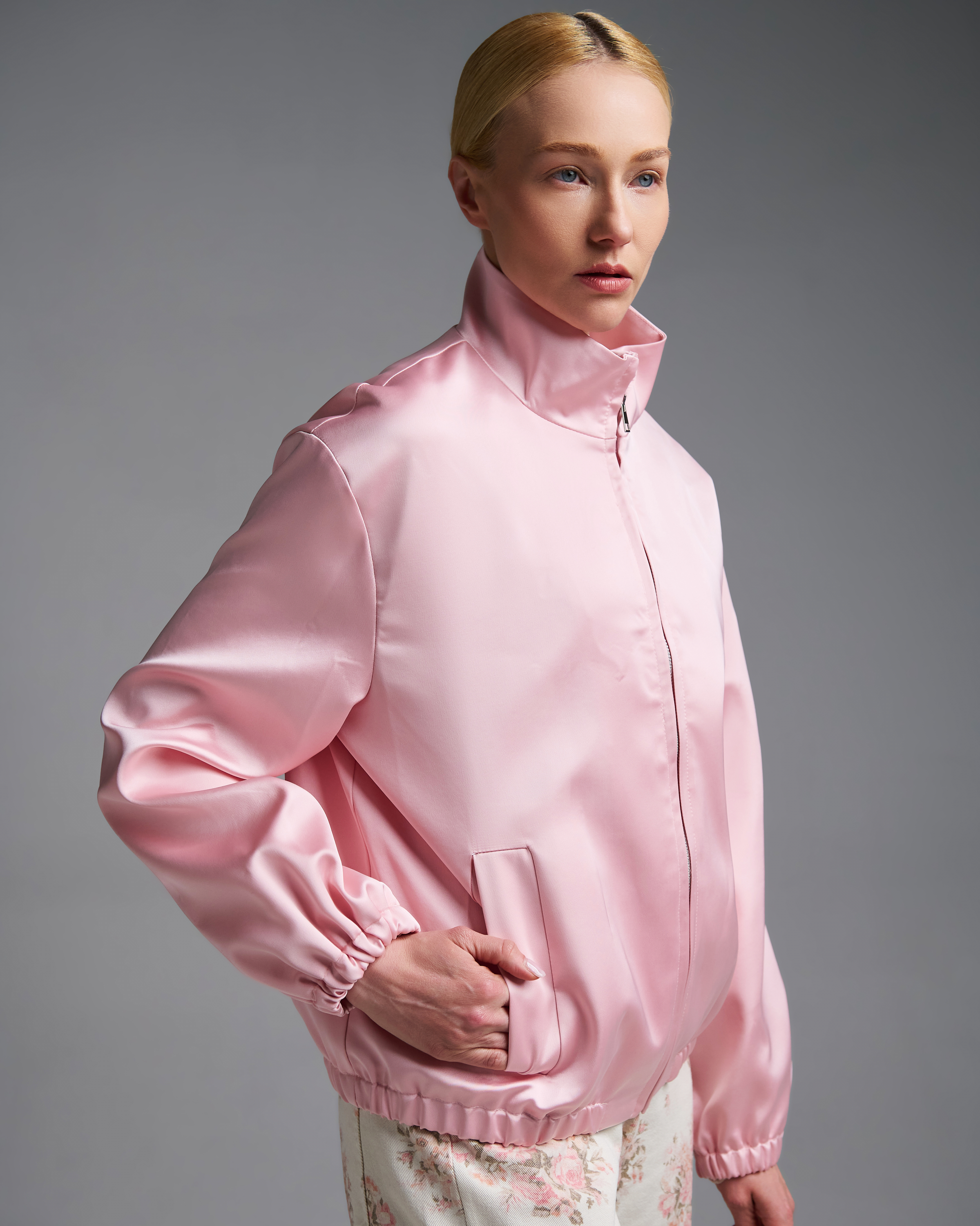 Ροζ σατέν Μπουφάν bomber Vicolo - 0