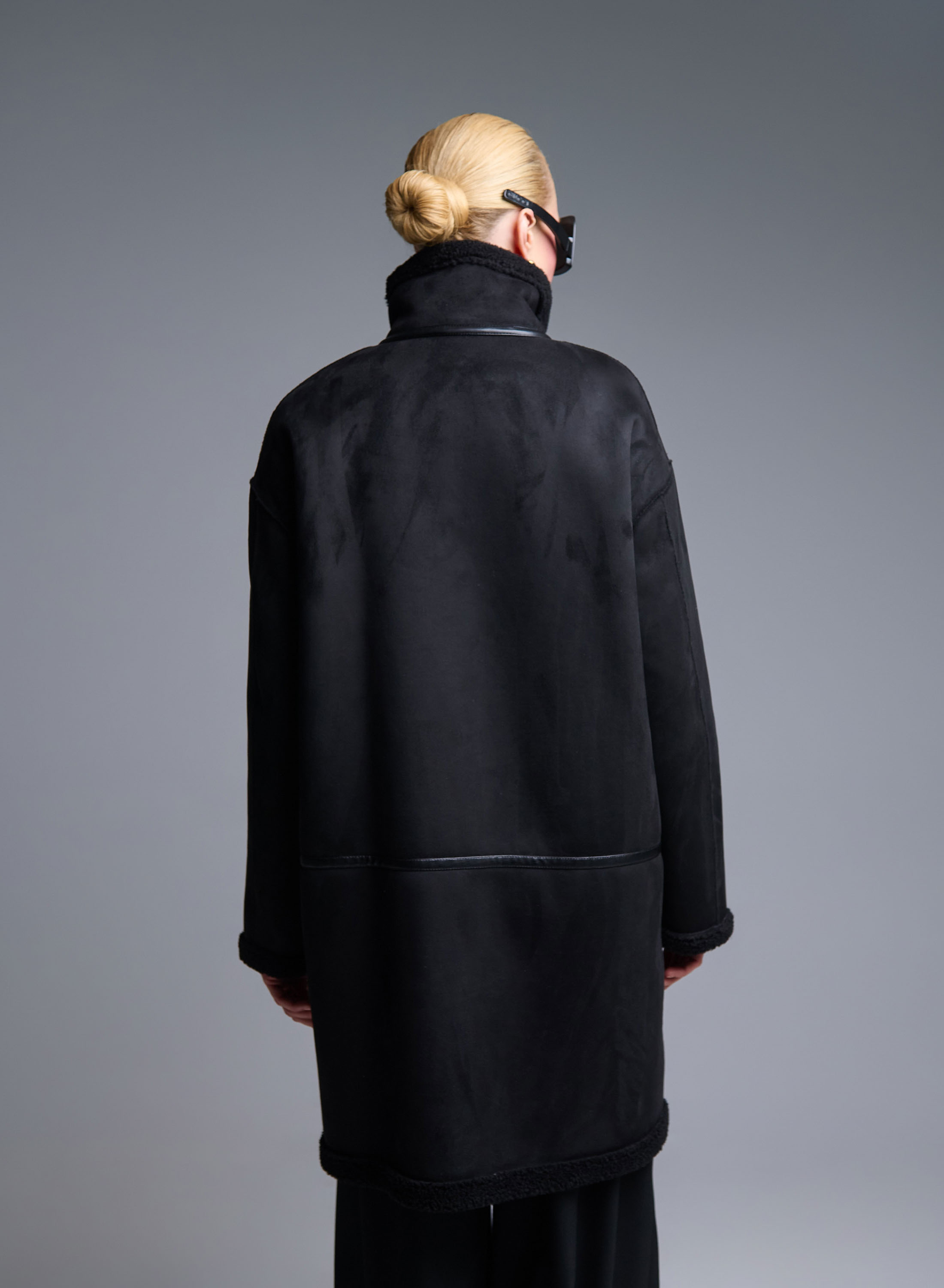 Black reversible Overcoat Mouton-Teddy Emme Marella - 4