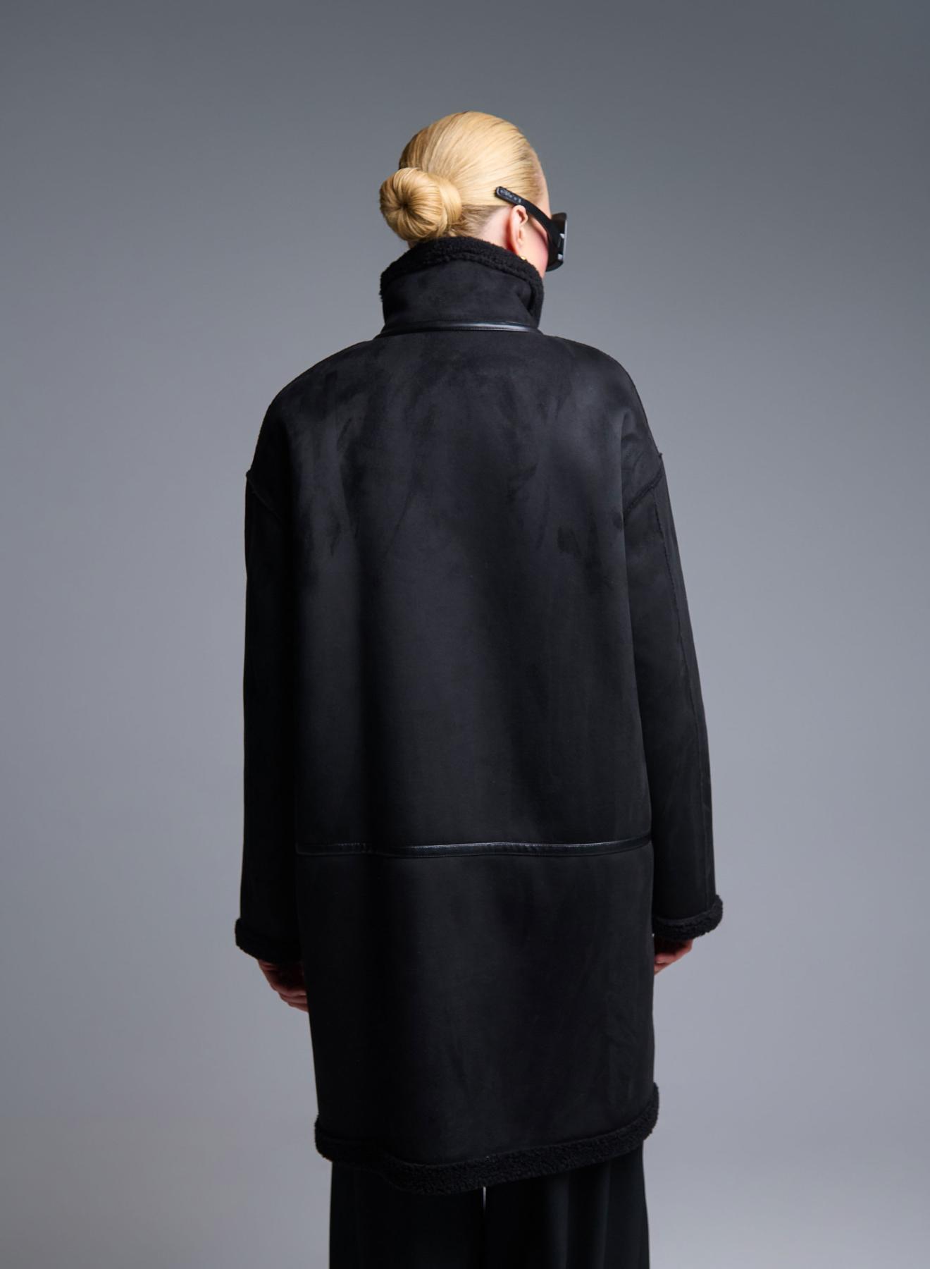 Black reversible Overcoat Mouton-Teddy Emme Marella - 5