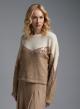 Ecru-Camel Sweater with round neckline and with sequins Jean Luis Francoise - 1