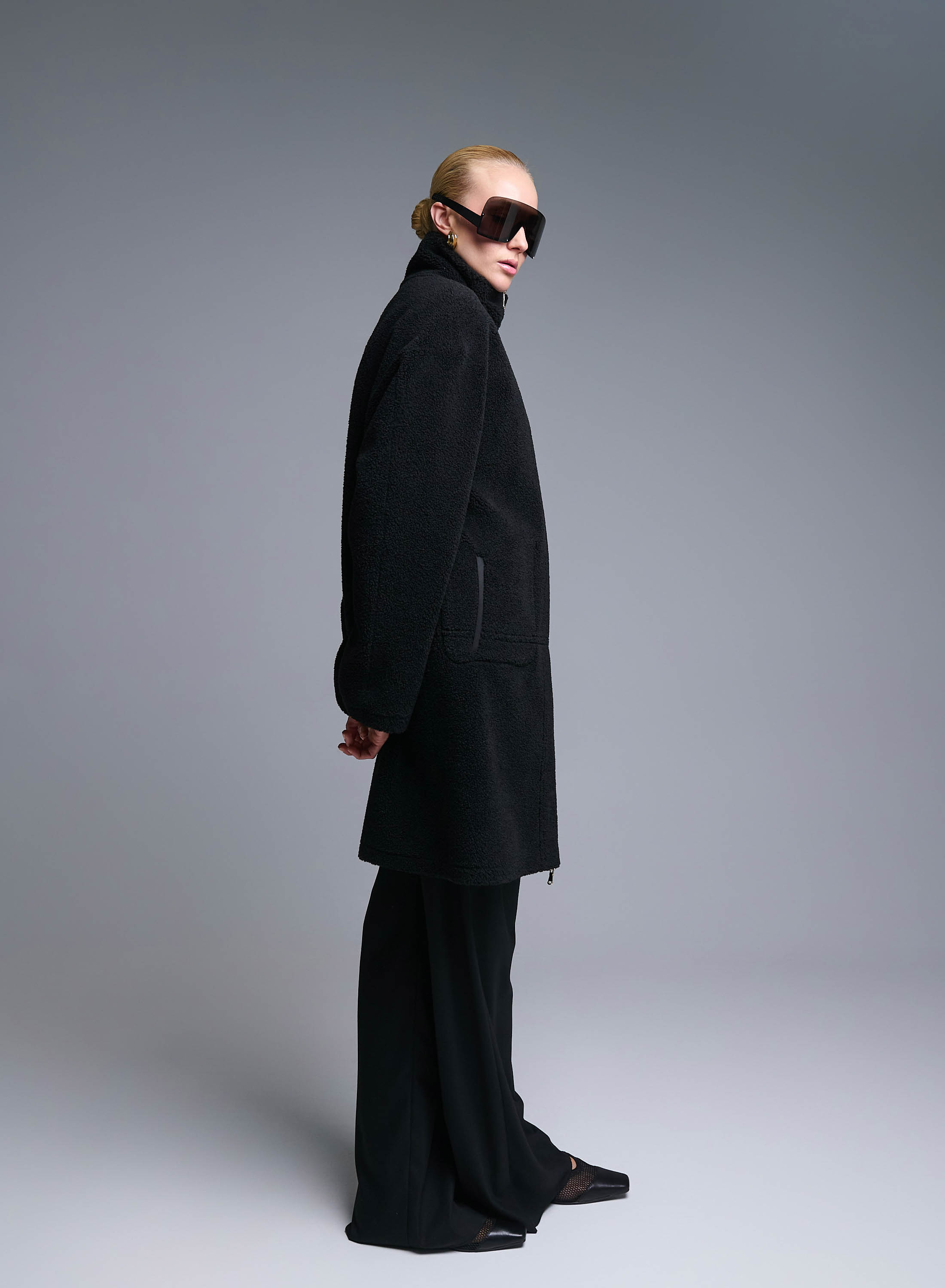 Black reversible Overcoat Mouton-Teddy Emme Marella - 2
