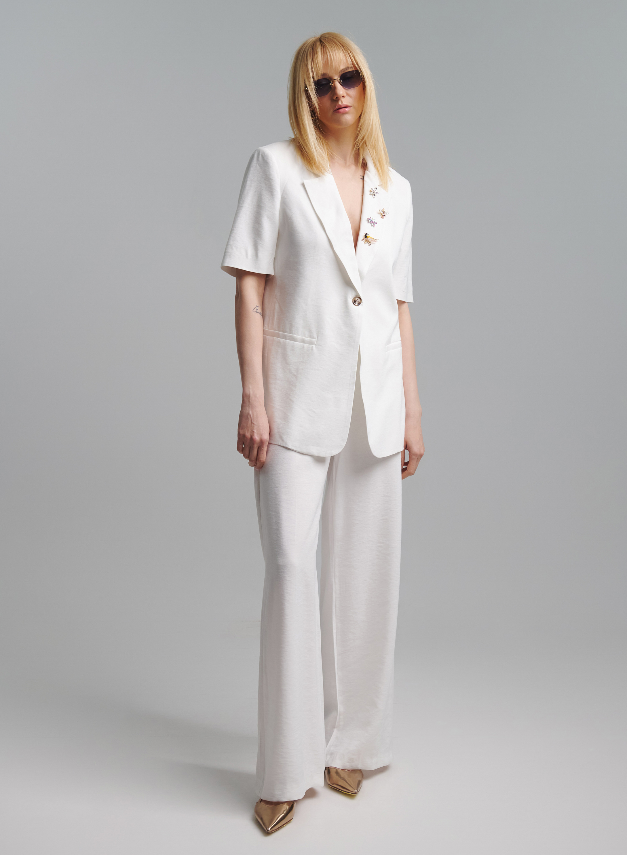 White straight fit Trousers Tensione In - 1