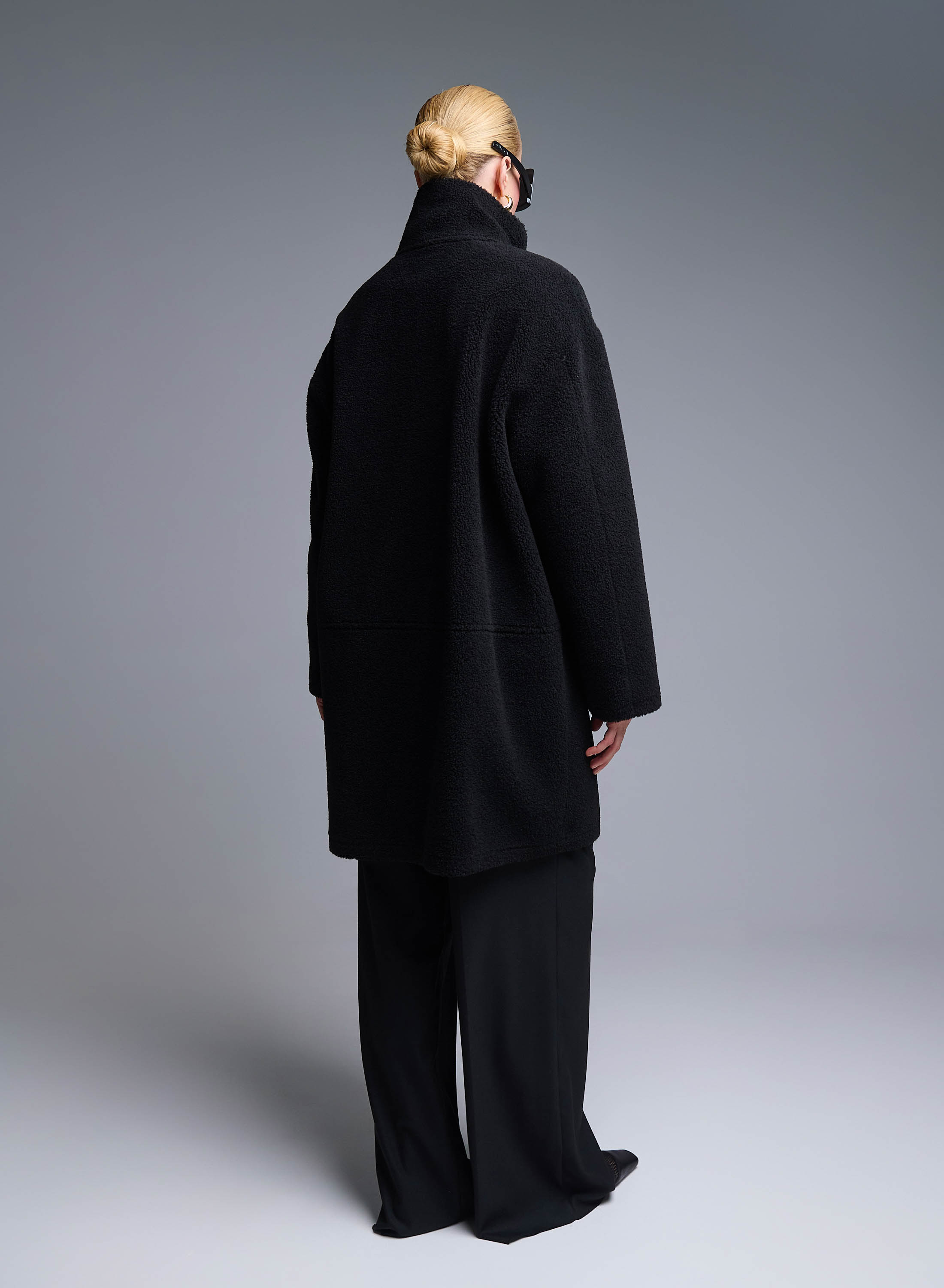 Black reversible Overcoat Mouton-Teddy Emme Marella - 3