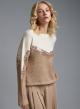 Ecru-Camel Sweater with round neckline and with sequins Jean Luis Francoise - 2