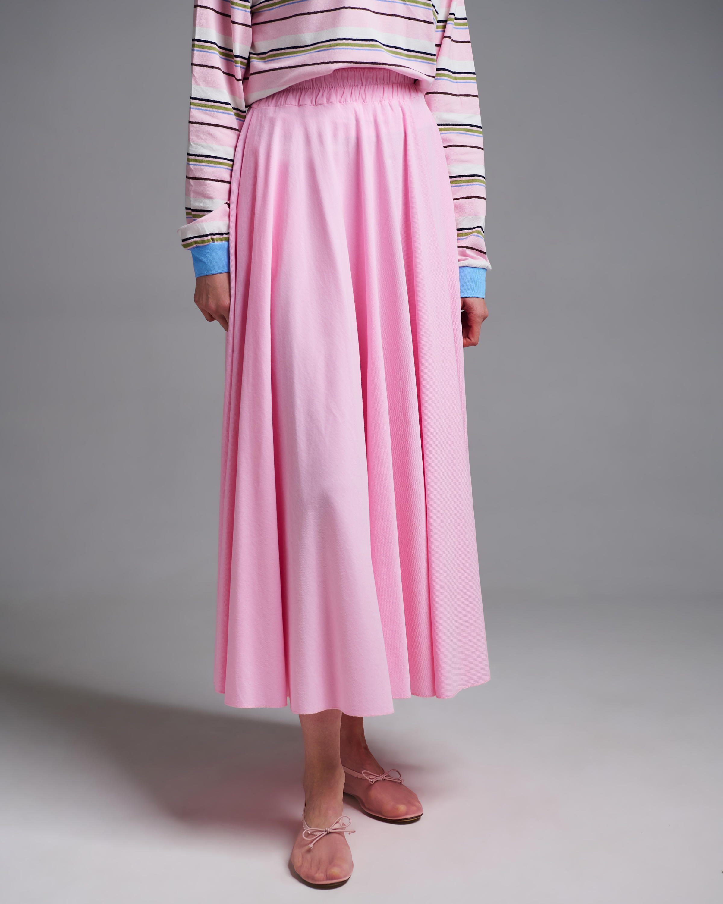 Pink corduroy Skirt with pockets and with with elasticated waistband Valentina Milano - 4