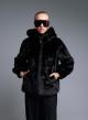 Black hooded eco fur Jacket Bg - 2
