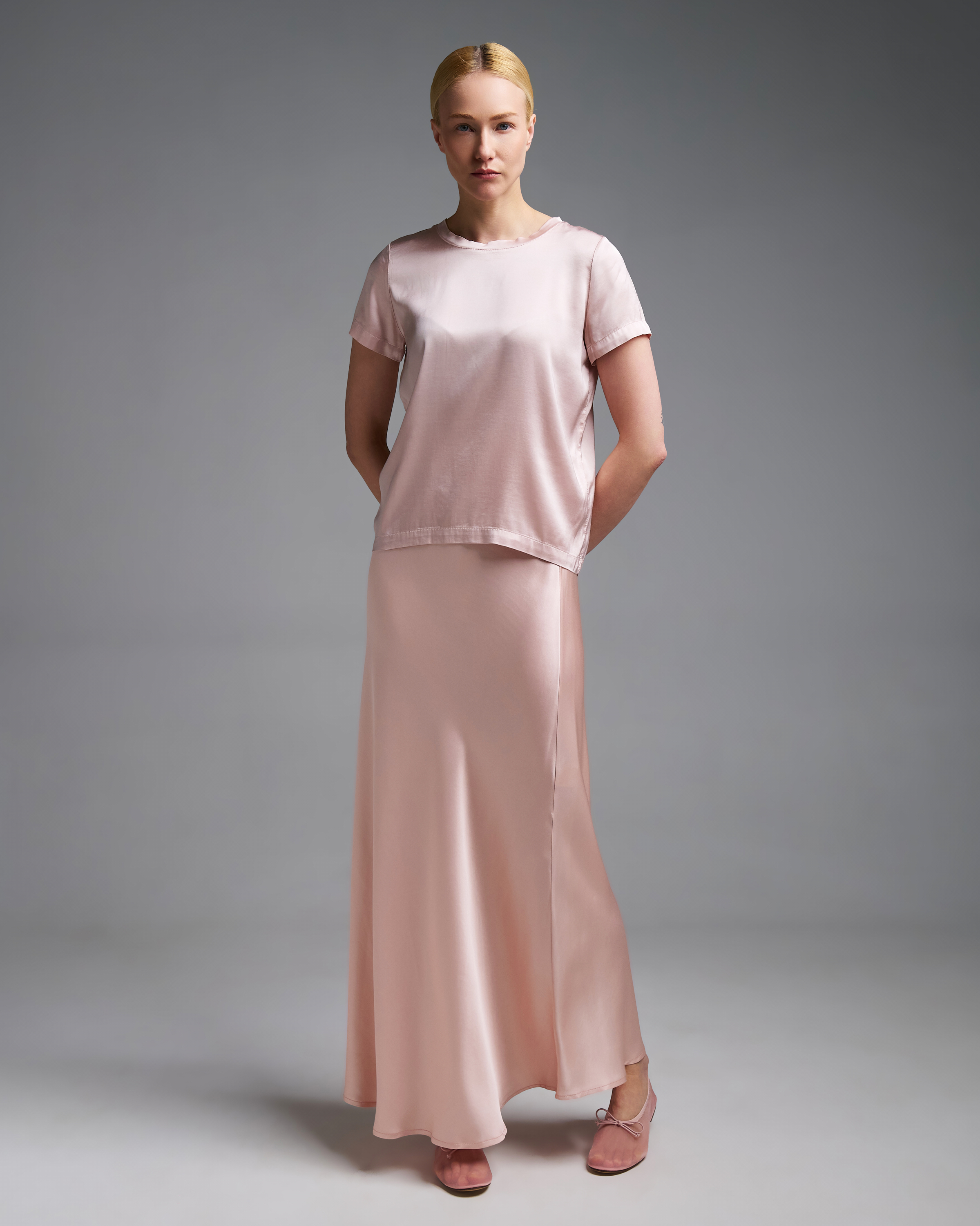 Ροζ nude silky touch Φούστα με λάστιχο πίσω στη μέση Vicolo - 0