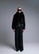 Black hooded eco fur Jacket Bg - 0