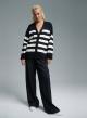 Black-Ecru Cardigan with stripes Finery - 3