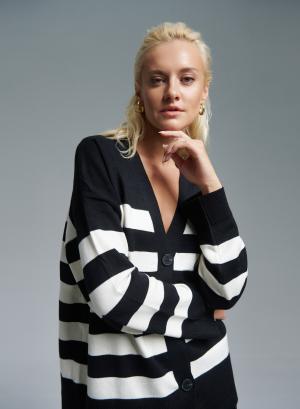 Black-Ecru Cardigan with stripes Finery - 35190