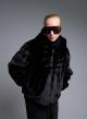 Black hooded eco fur Jacket Bg - 3