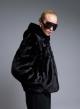 Black hooded eco fur Jacket Bg - 4