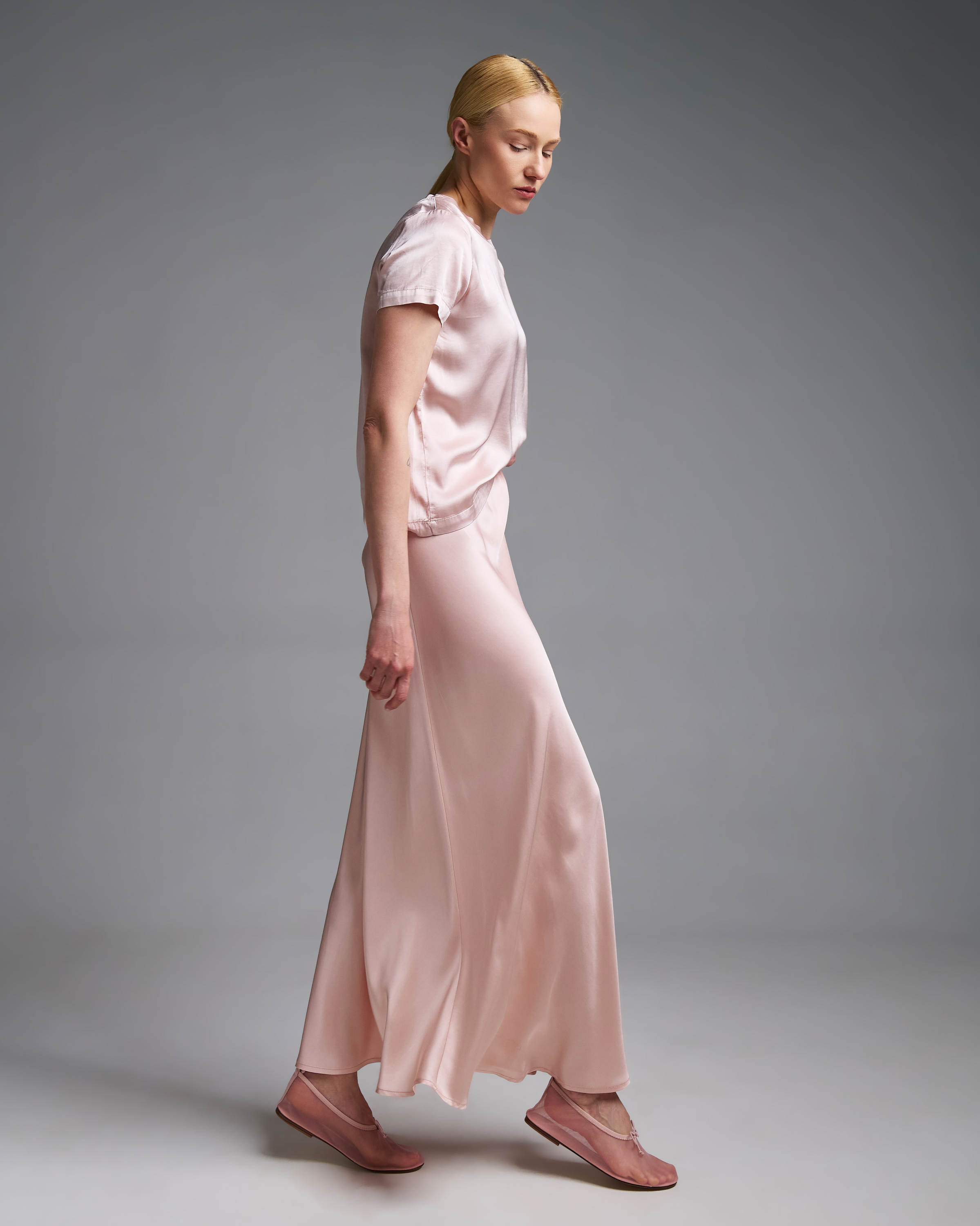 Ροζ nude silky touch Φούστα με λάστιχο πίσω στη μέση Vicolo - 3