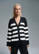 Black-Ecru Cardigan with stripes Finery - 1