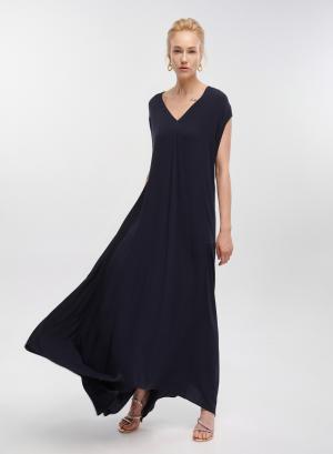 Μπλε μακρύ Φόρεμα αμάνικο με ζώνη Milla - 32833