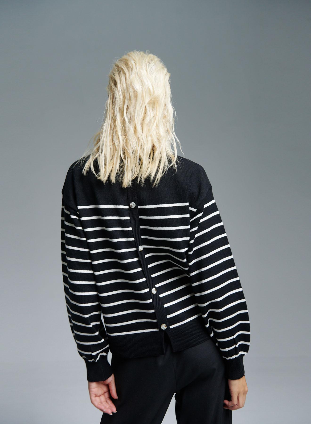 Black-White Sweater with stripes Finery - 3