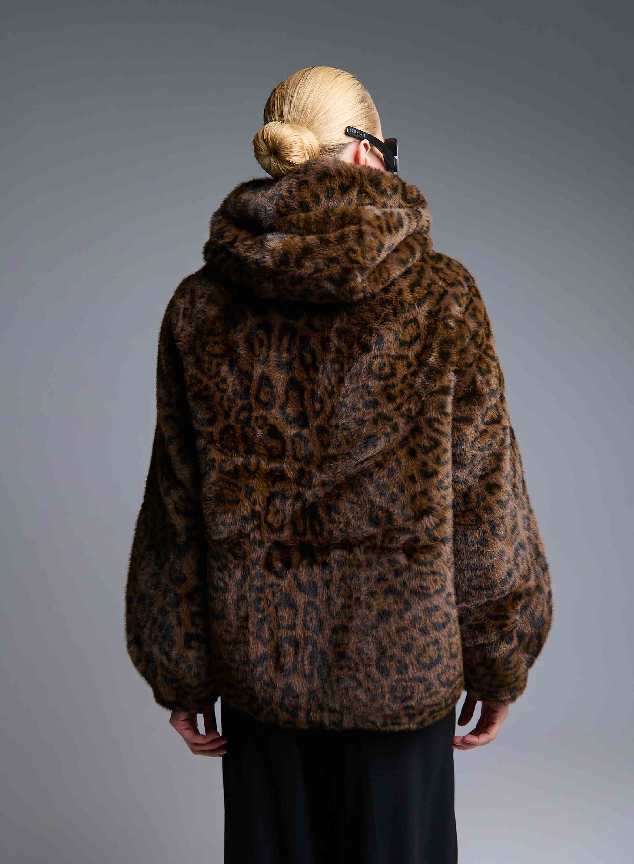 Animal Print hooded eco fur Jacket Bright - 4