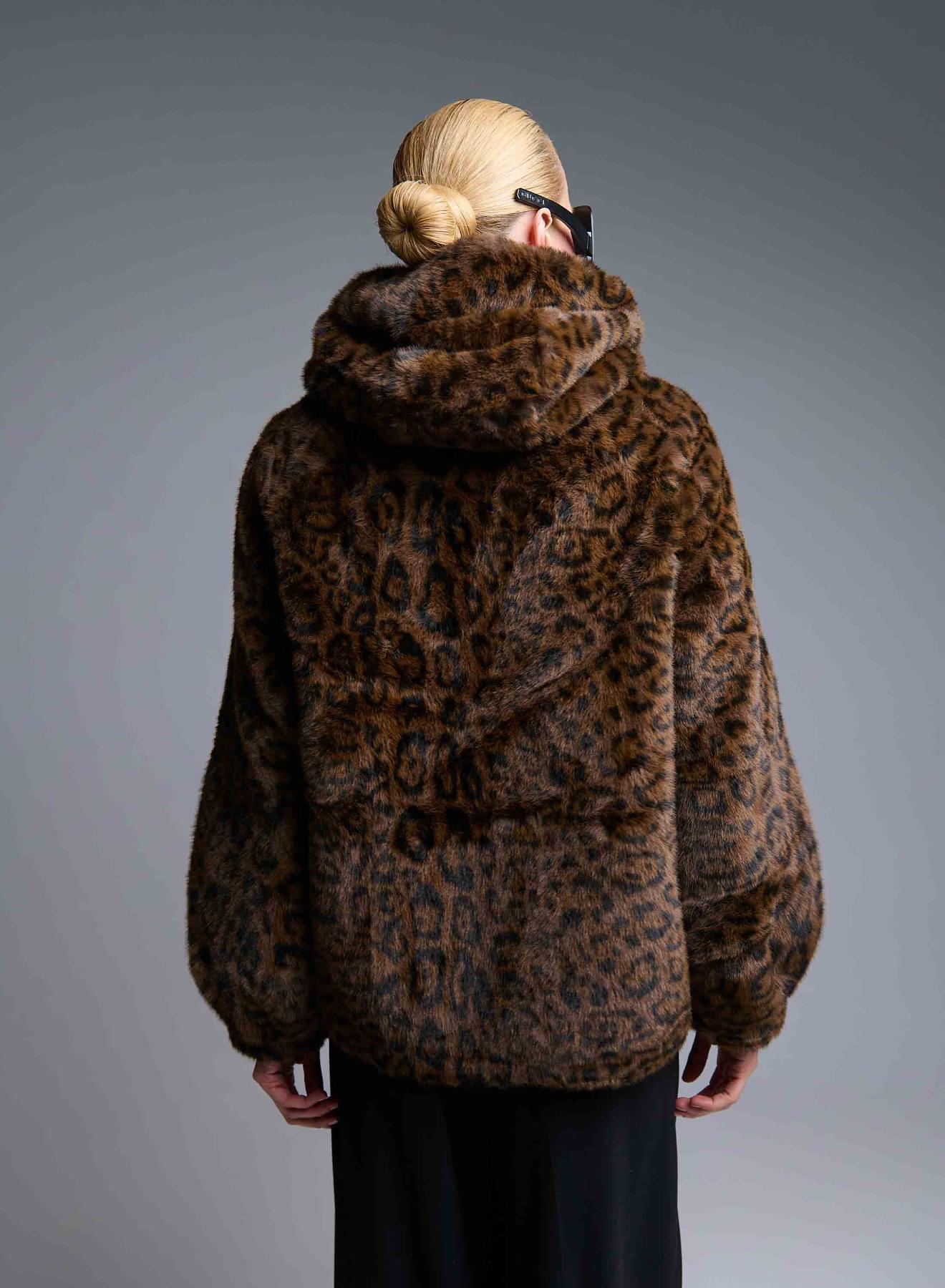 Animal Print hooded eco fur Jacket Bright - 5