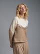 Ecru-Camel Sweater with round neckline and with sequins Jean Luis Francoise - 4