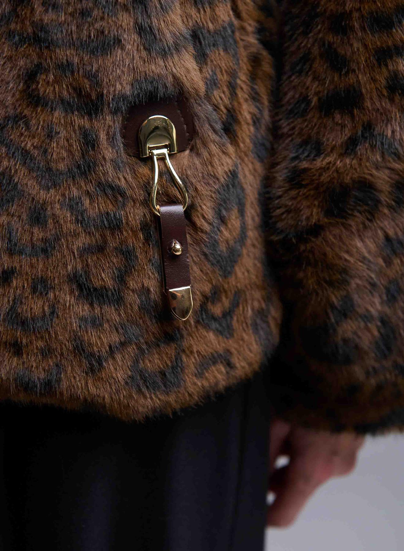 Animal Print hooded eco fur Jacket Bright - 4
