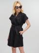 Black Dress with V neckline and belt Milla-5