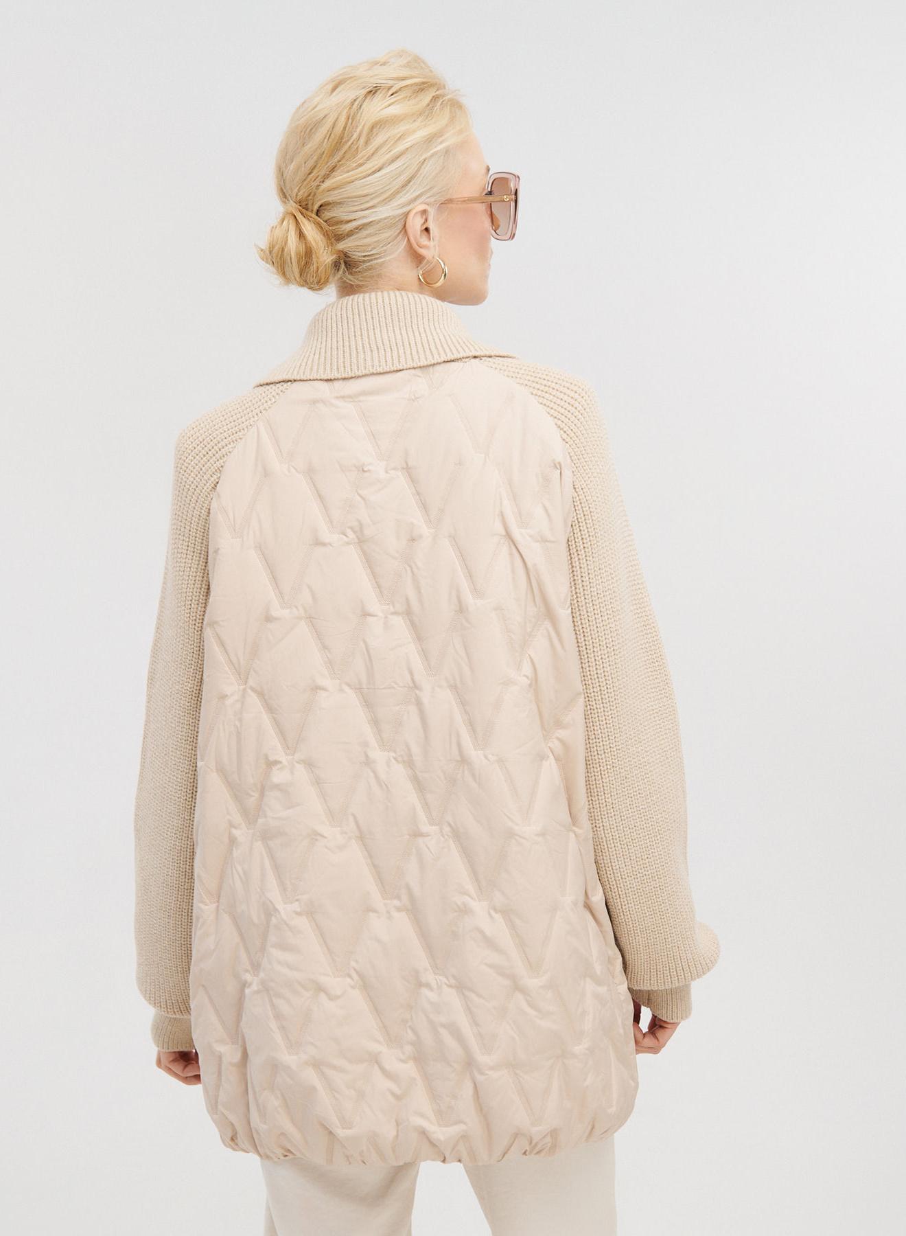 Double-breasted cardigan puffer with knit - 5