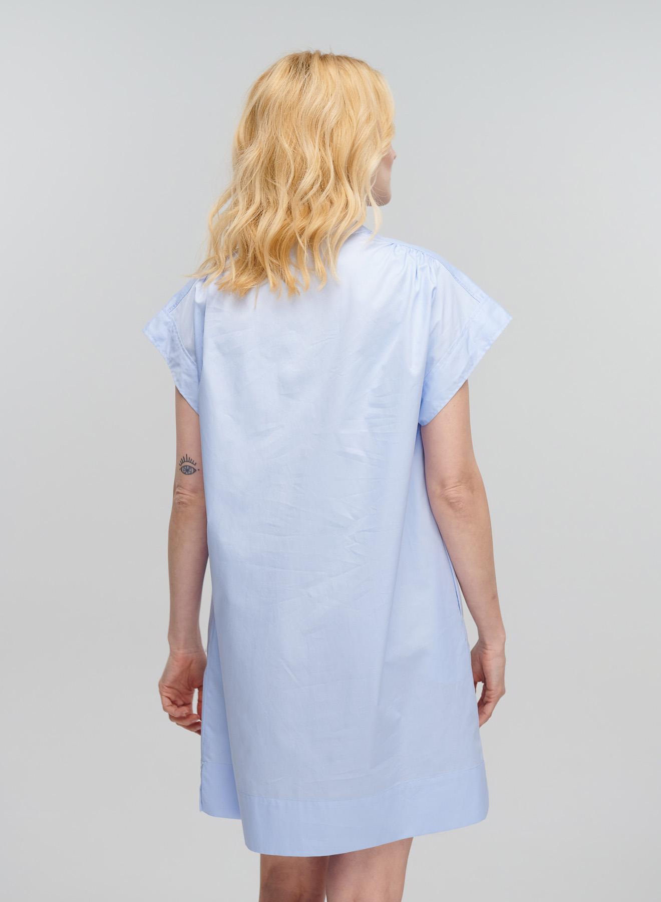 Γαλάζιο Φόρεμα με V λαιμόκοψη και ζώνη Milla - 2