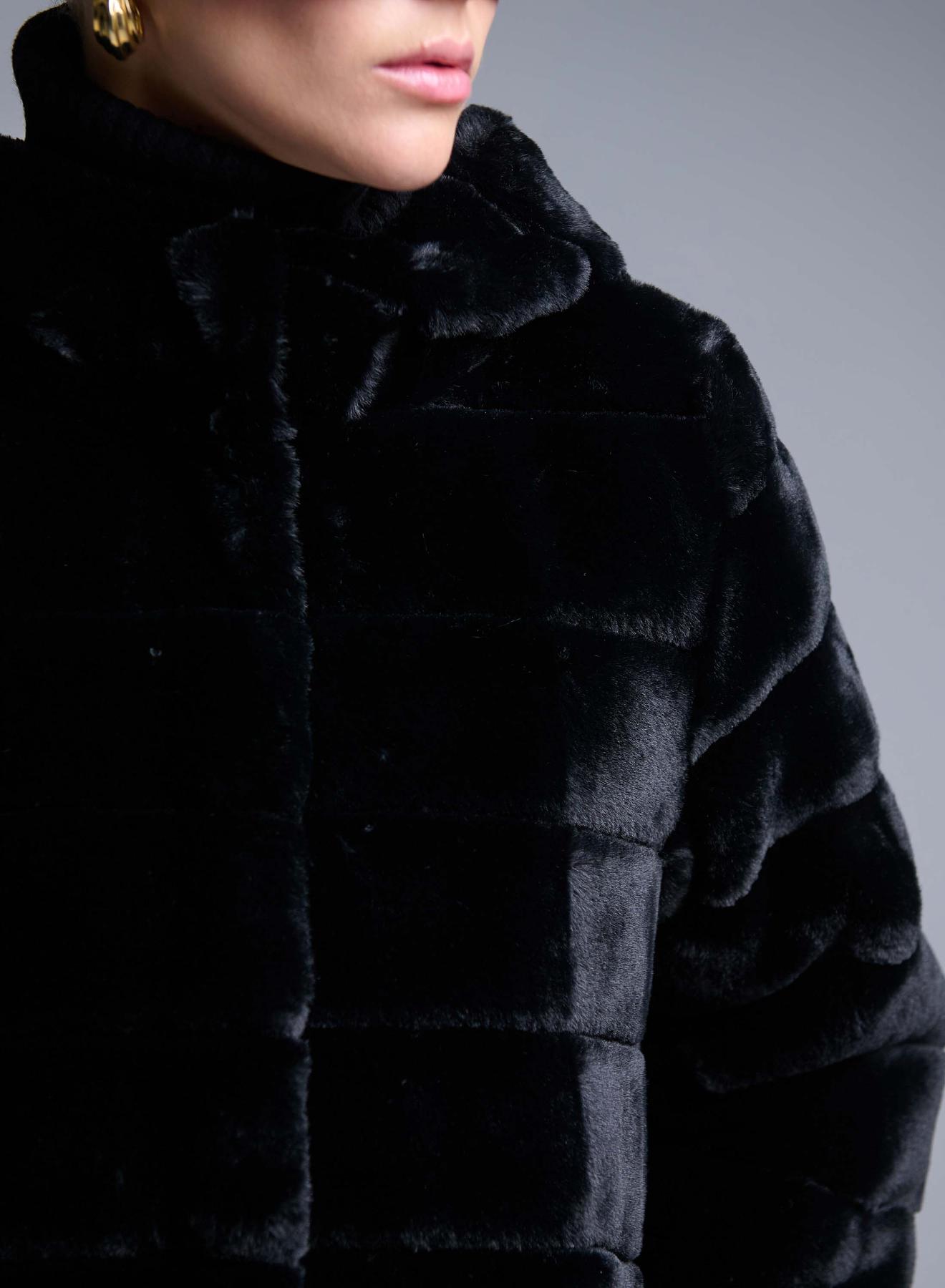 Black hooded eco fur Jacket Emme Marella - 4