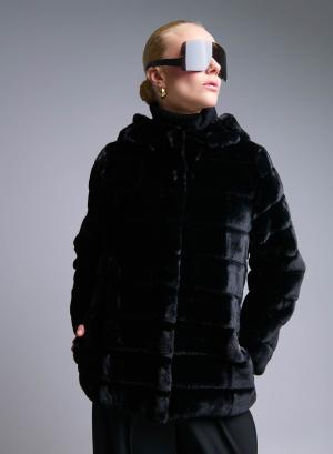 Black hooded eco fur Jacket Emme Marella - 50528