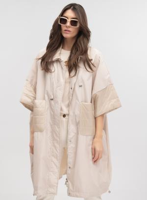 Ecru long oversized Jacket with external pockets Fly Luxury - 42017