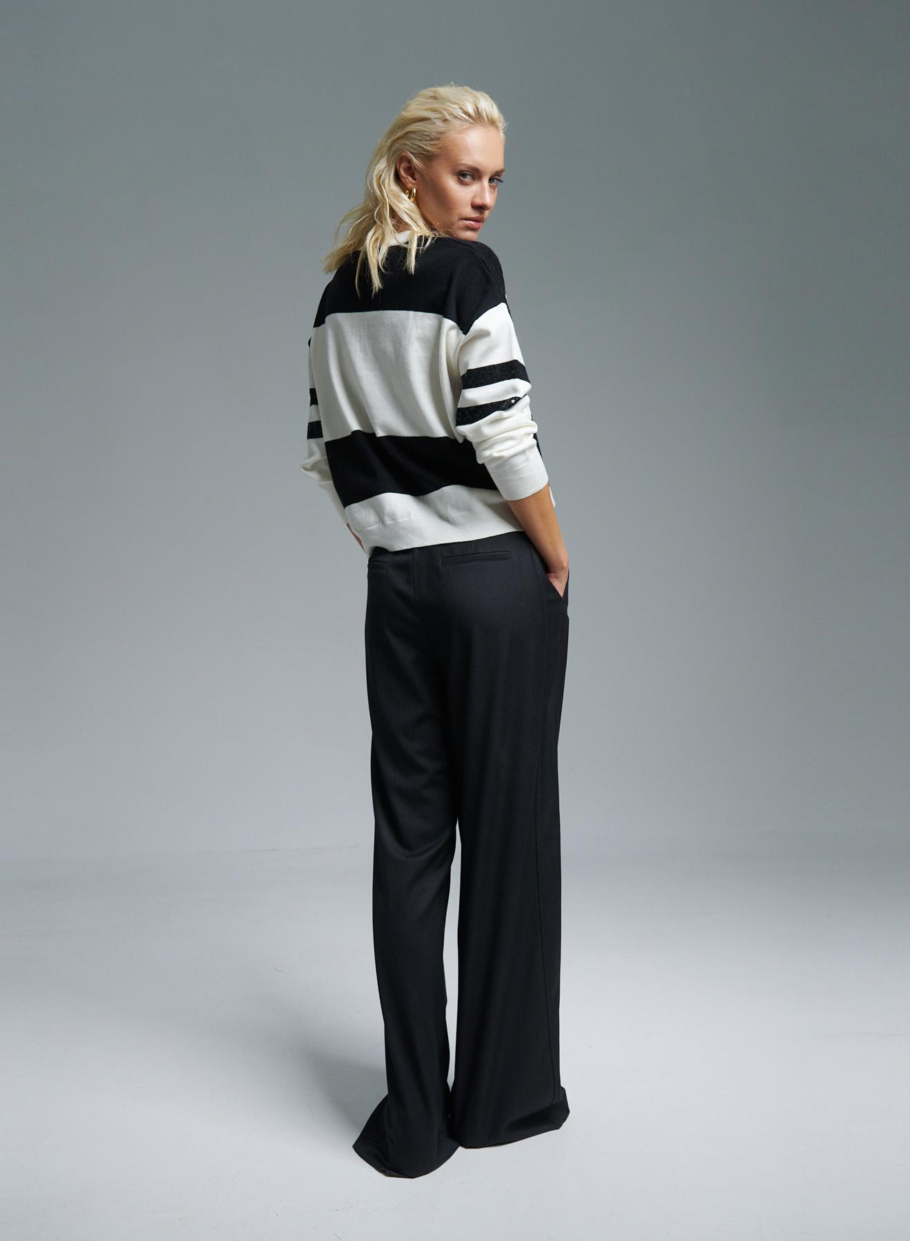 Black-White Sweater with wide stripes and sequins Lara - 4