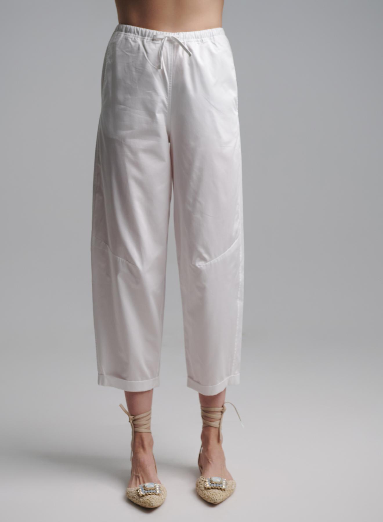 White poplin Pants with drawstring "CALL" Devotion Twins - 3