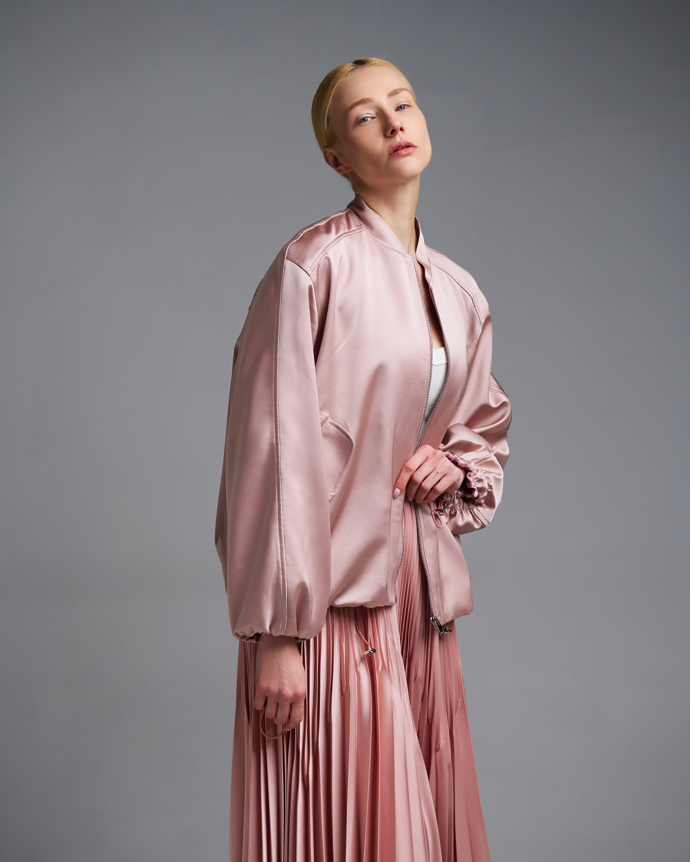 Ροζ σατέν Μπουφάν bomber Vicolo - 0