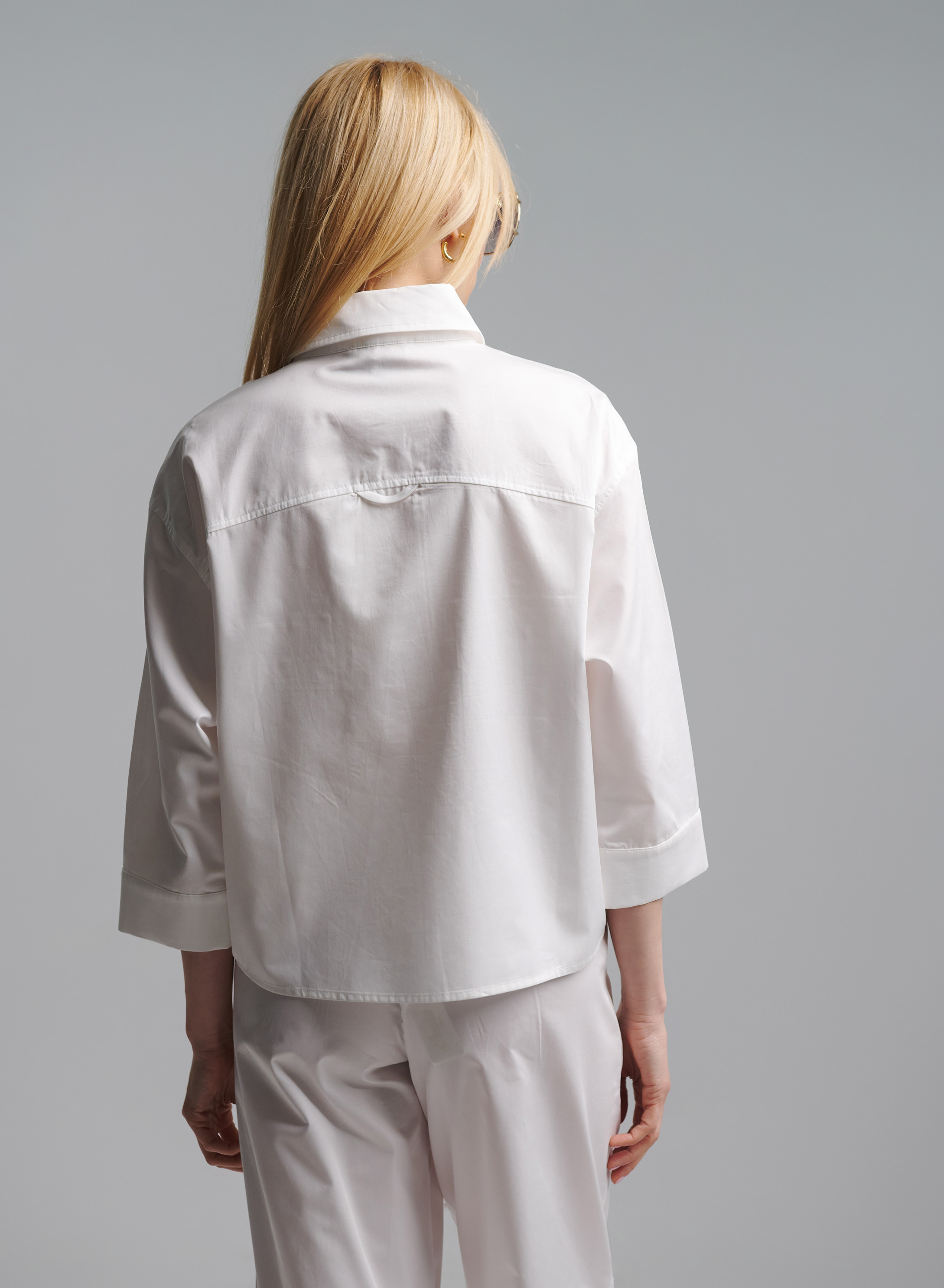 White poplin Shirt with three quarters sleeves "MIRACLE" Devotion Twins - 4