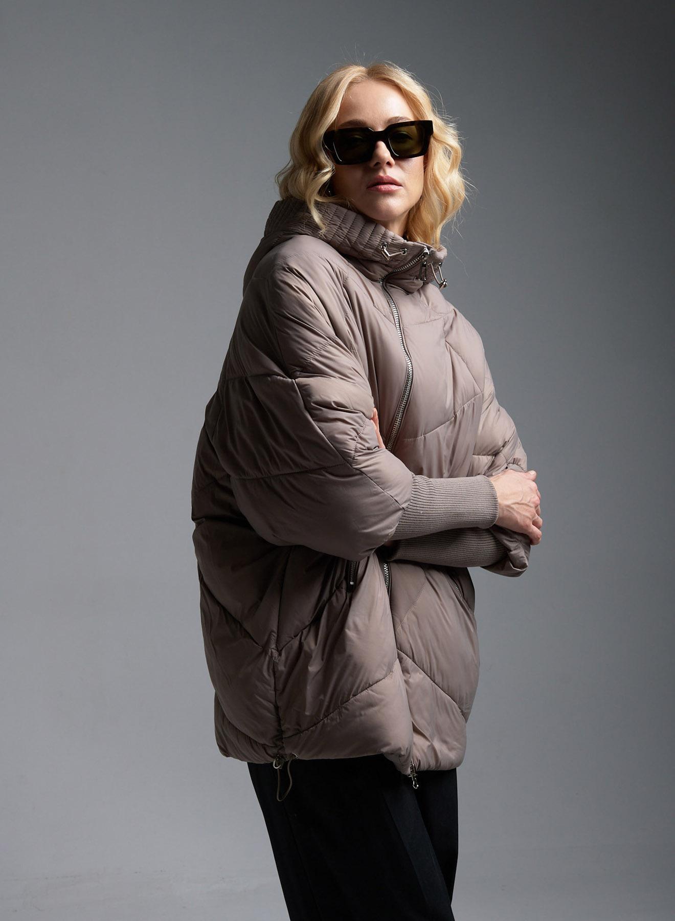 Taupe Μπουφάν puffer με κουκούλα Fly Luxury - 2