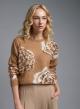 Camel Sweater with round neckline and with sequins Jasmine - 0