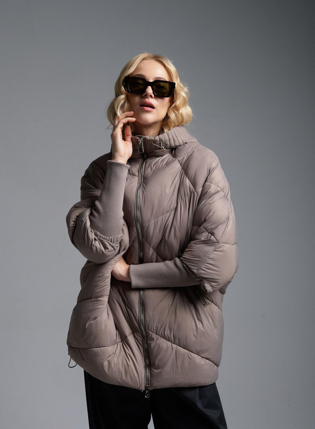 Taupe Μπουφάν puffer με κουκούλα Fly Luxury - 4