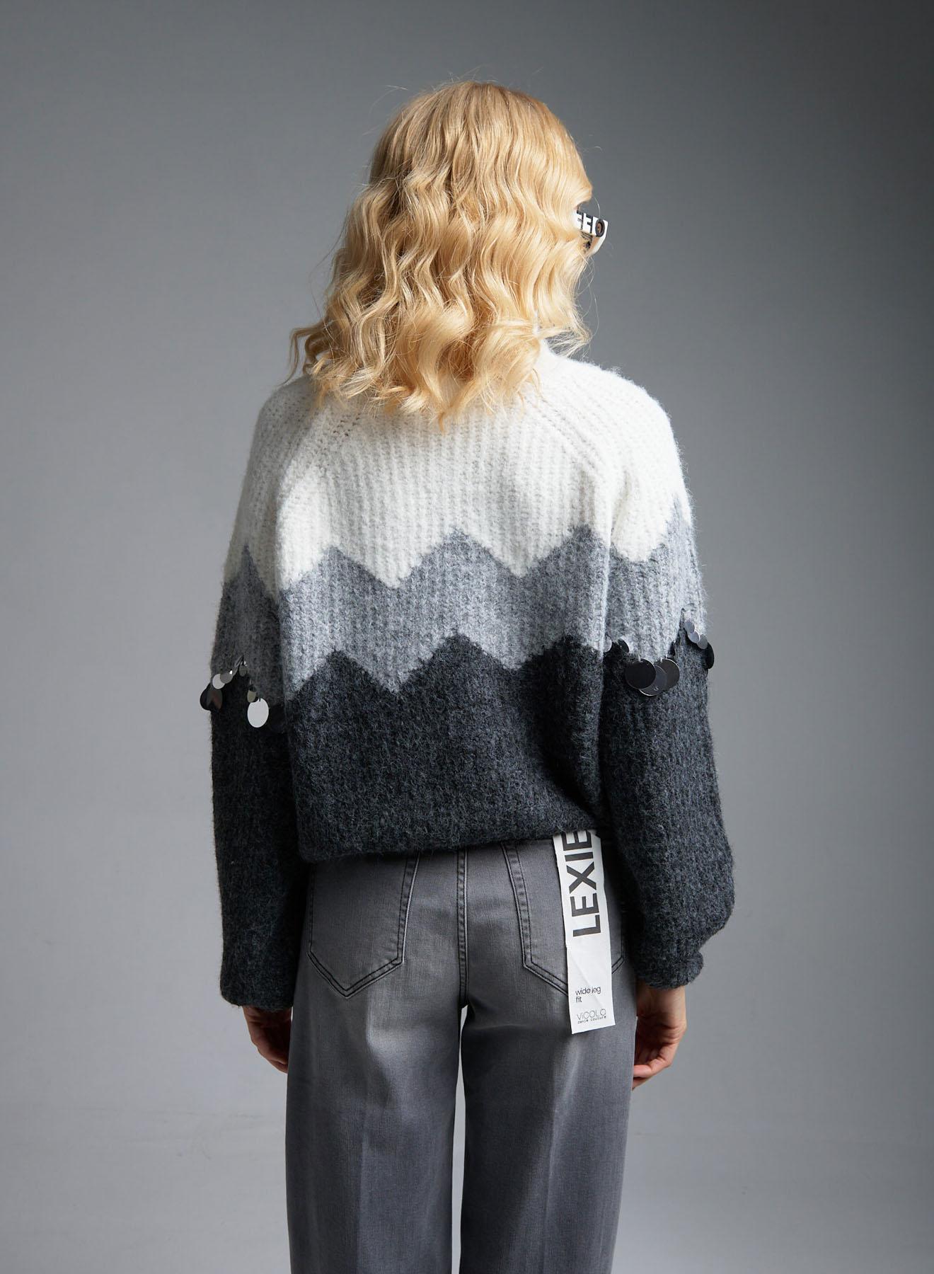 White-Grey turtleneck Sweater with sequins ChicLink - 5