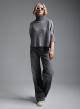 Grey lose fit, turtleneck Sweater with three-quarters sleeves Cosmoda - 1