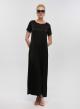 Black silky touch long Dress with short sleeves Tensione In - 1