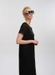 Black silky touch long Dress with short sleeves Tensione In - 2